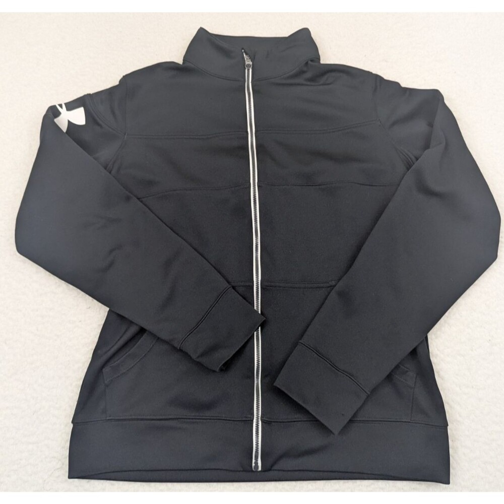 Under Armour Women’s Medium UA Hero Jacket Black Full Zip Semi Fitted 1219859
